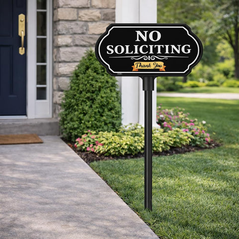 CKOK no soliciting sign provides a polite privacy cue for visitors at entry.