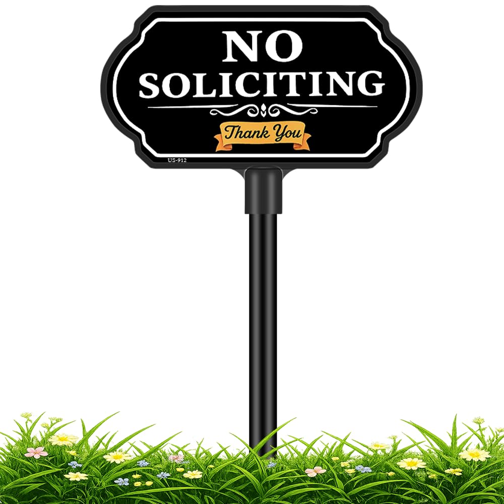 CKOK No Soliciting Sign with 10x5 plaque enhances curb appeal and privacy at the front door.