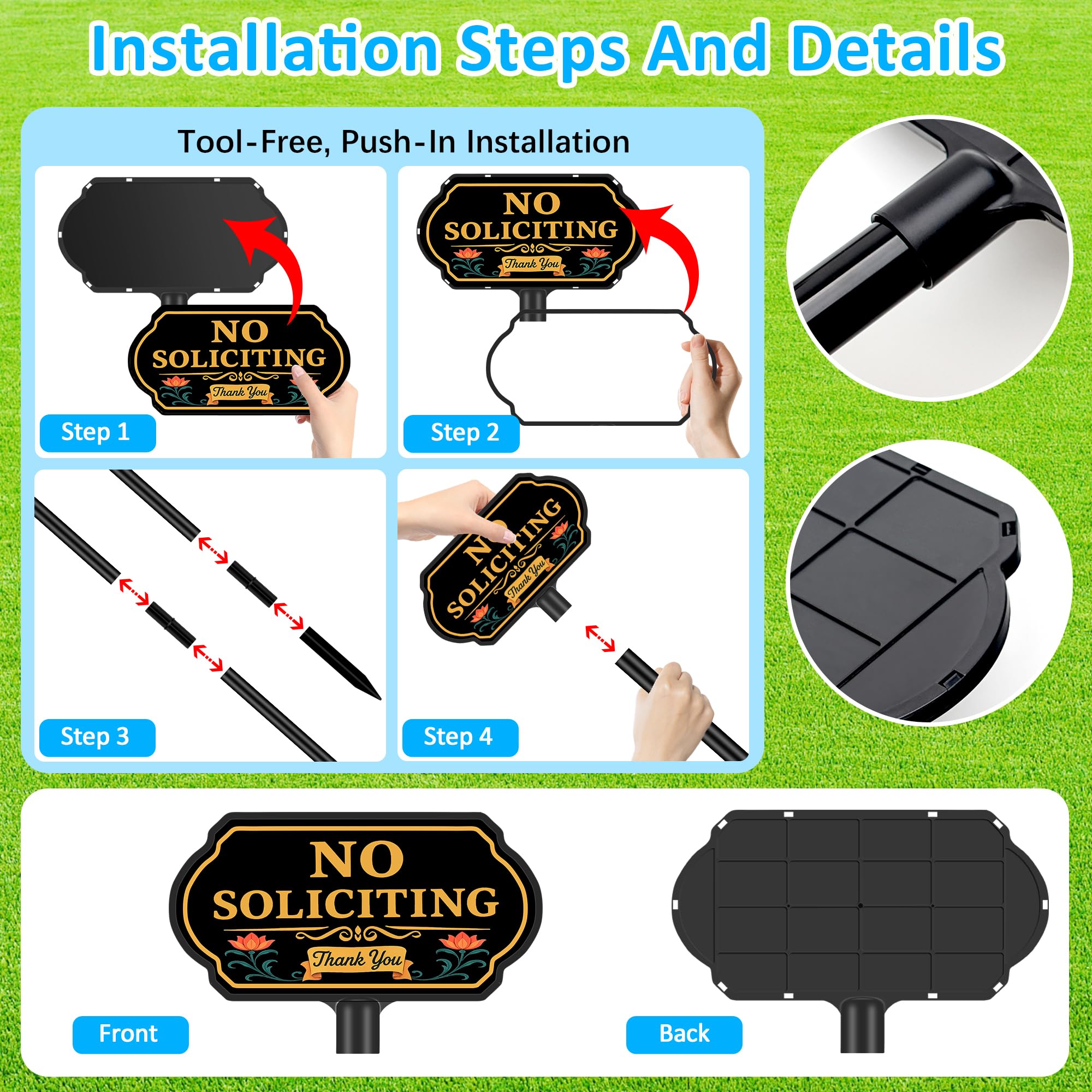 CKOK No Soliciting Sign weatherproof aluminum resists rain and sun.