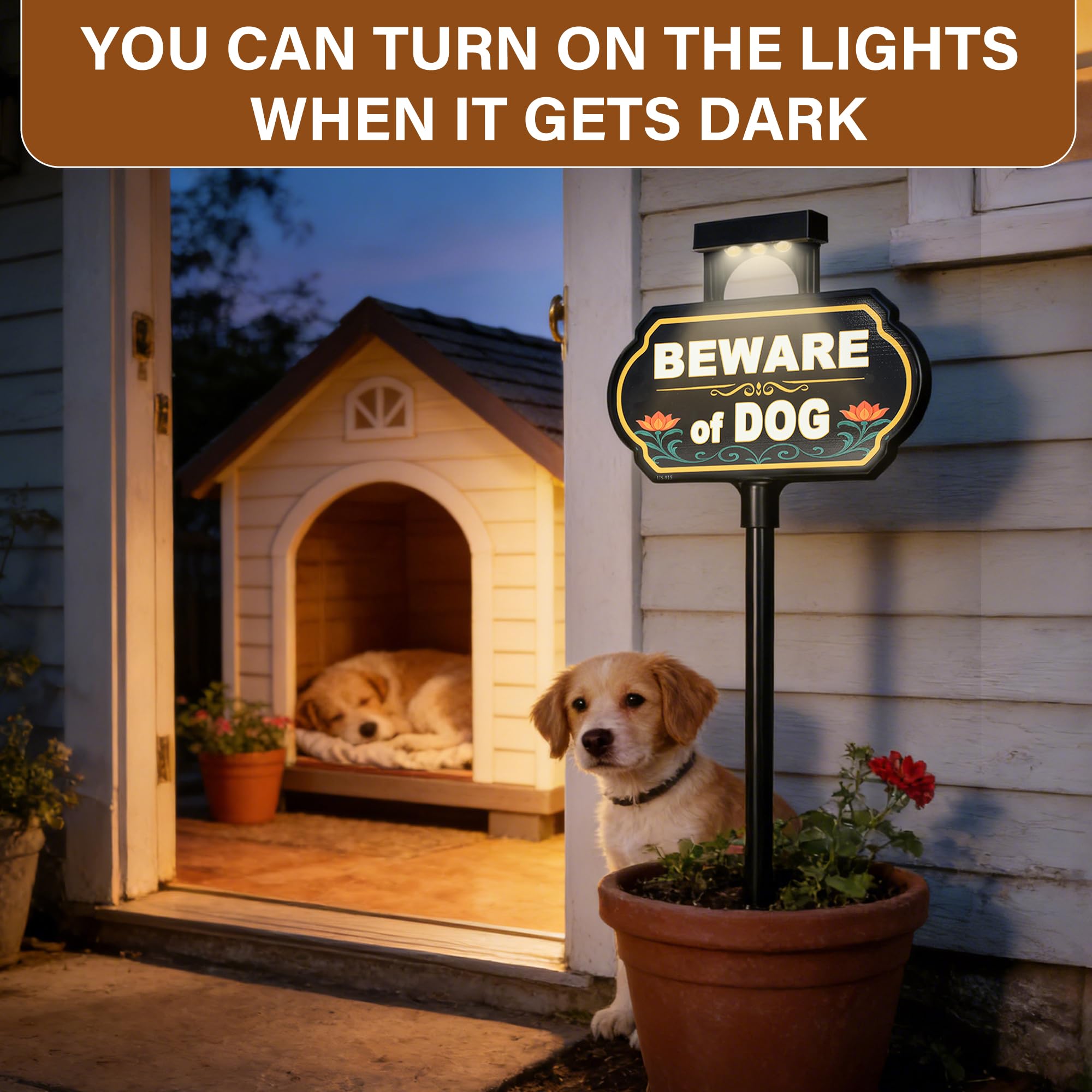 CKOK Beware of Dog Sign features adjustable height for varied yard setups.