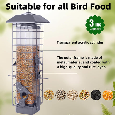 Ckoytals 3-lb capacity feeder supports extended outdoor viewing