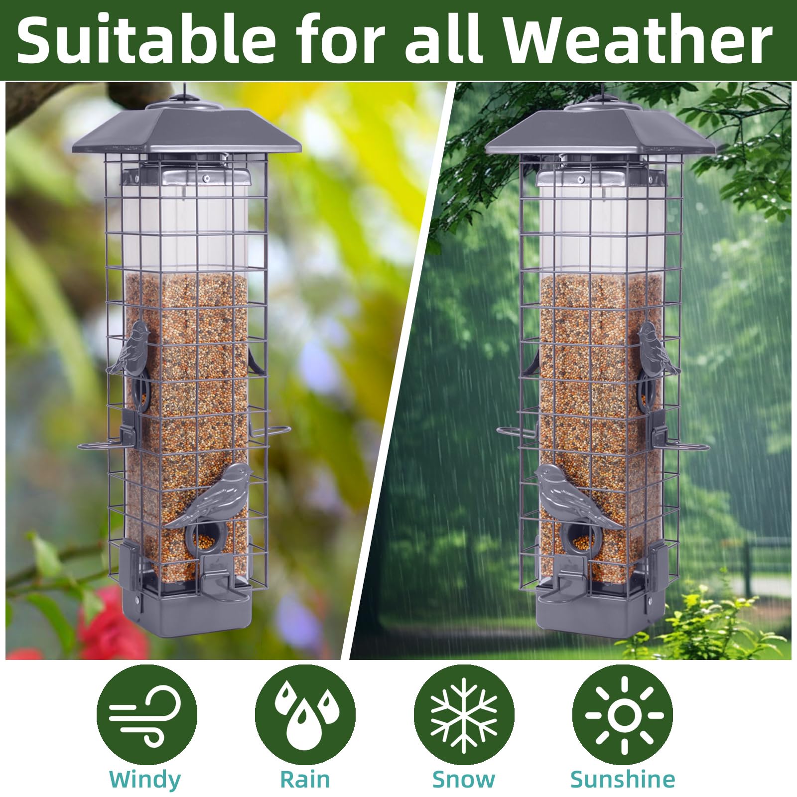 Ckoytals top opening for easy filling and cleaning of the feeder