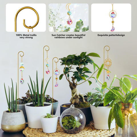 CKUJJUI mini trellis stake brightens balconies with shimmering glass crystals.