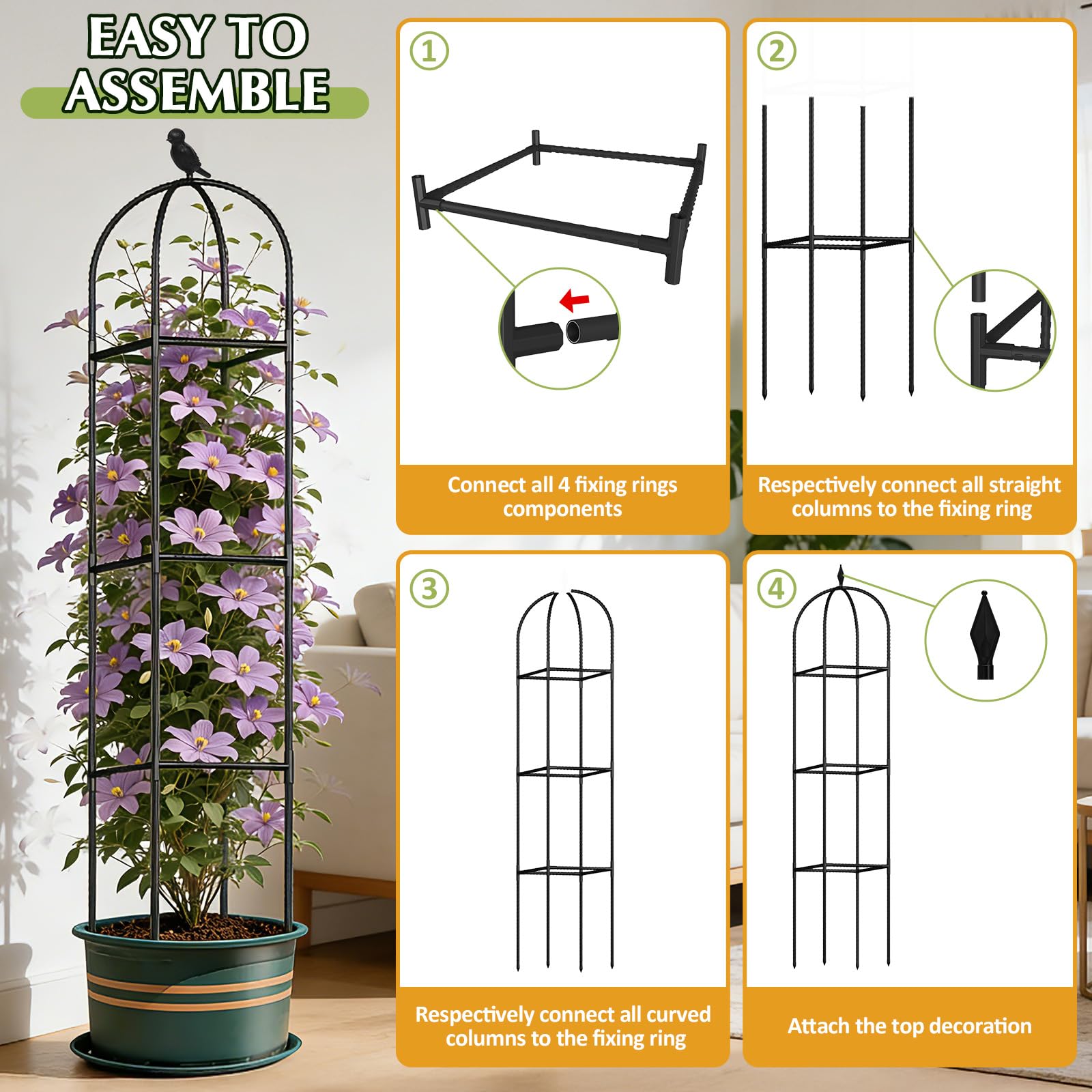 CL FUN versatile trellis suits tomatoes, roses, cucumbers, and vines for tidy vertical growth.