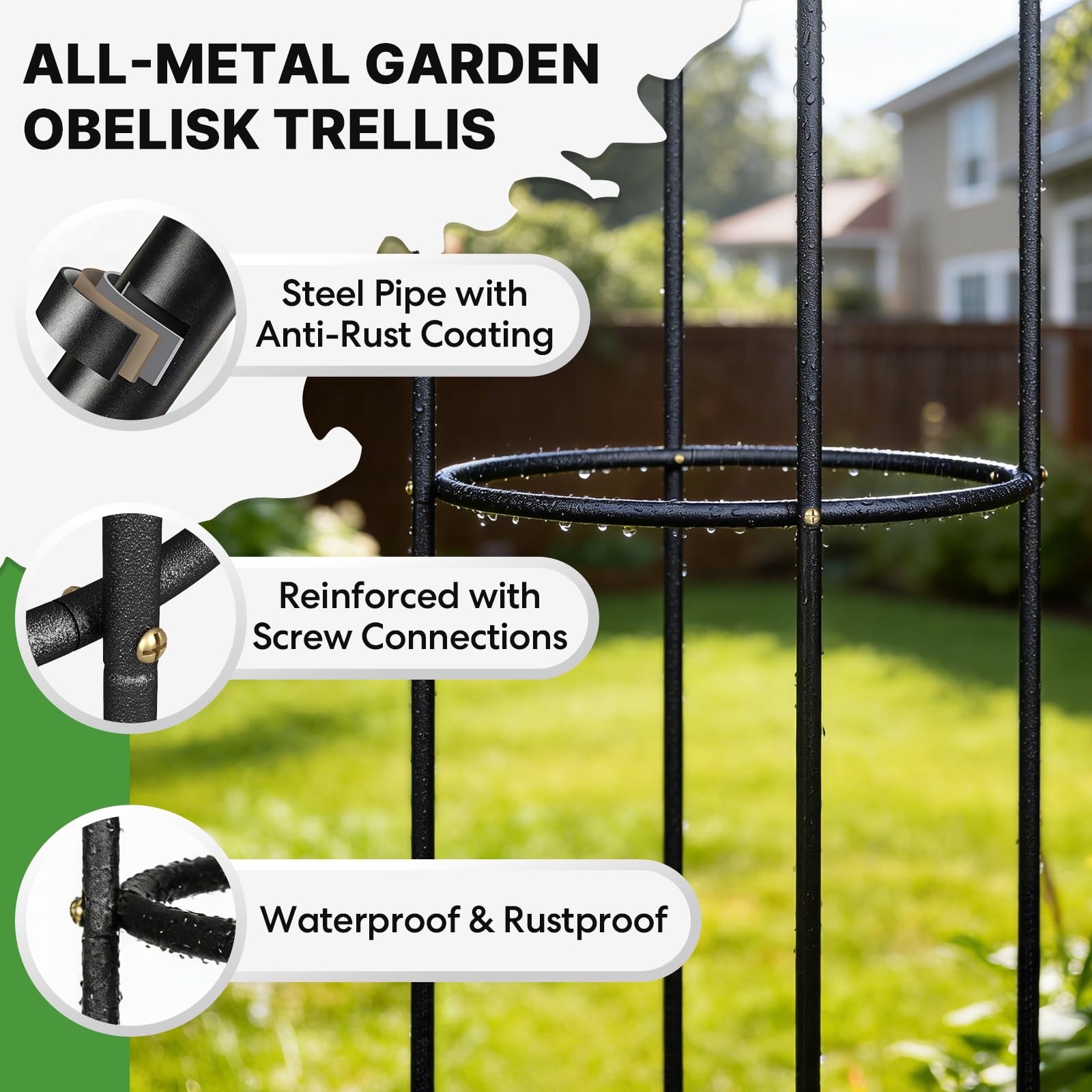 CL FUN metal trellis stabilizes grape vines with a sturdy lattice.