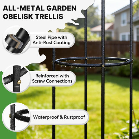 CL FUN metal trellis stabilizes grape vines with a sturdy lattice.