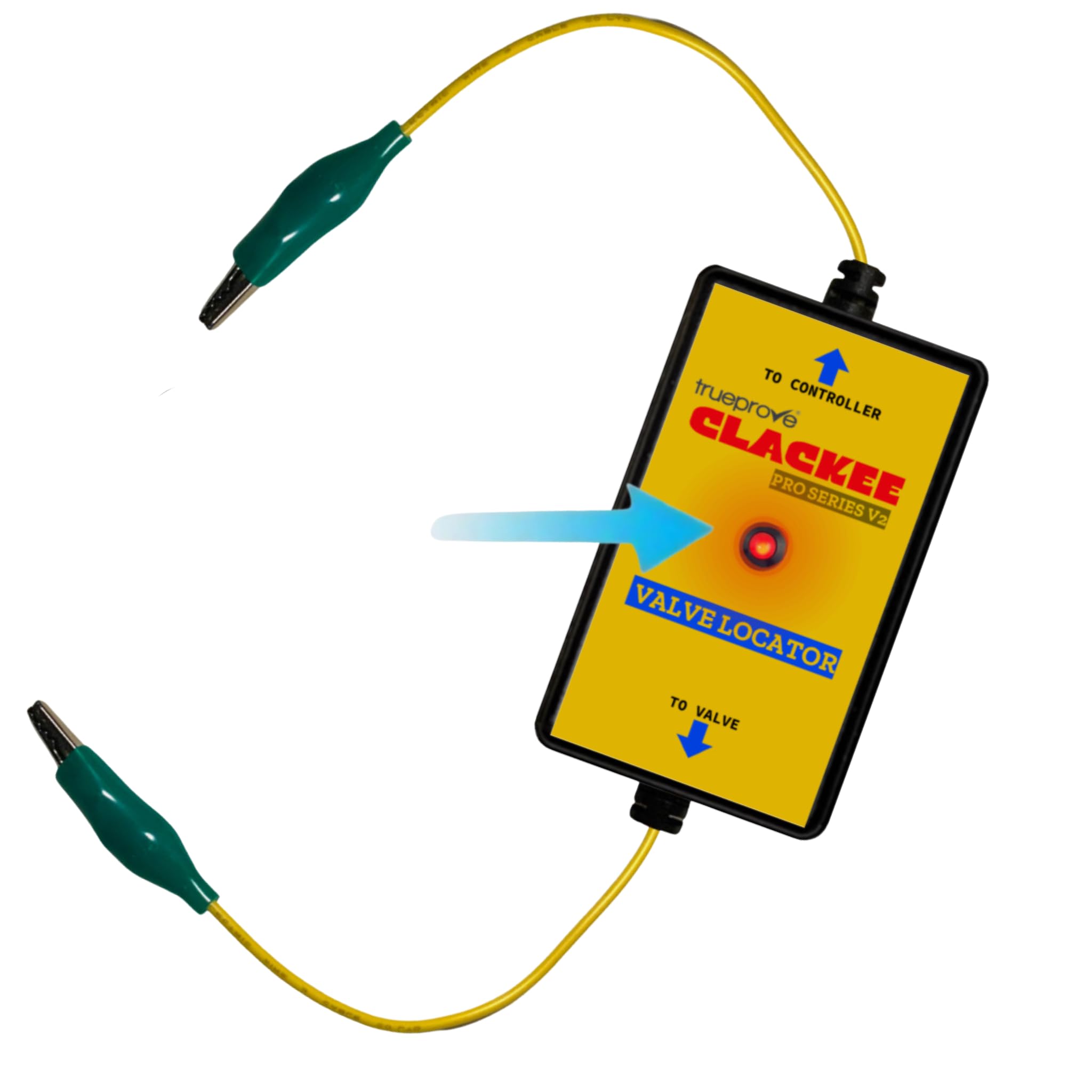 Clackee Pro V2.1 LED-lit valve locator helps locate buried sprinkler valves quickly.