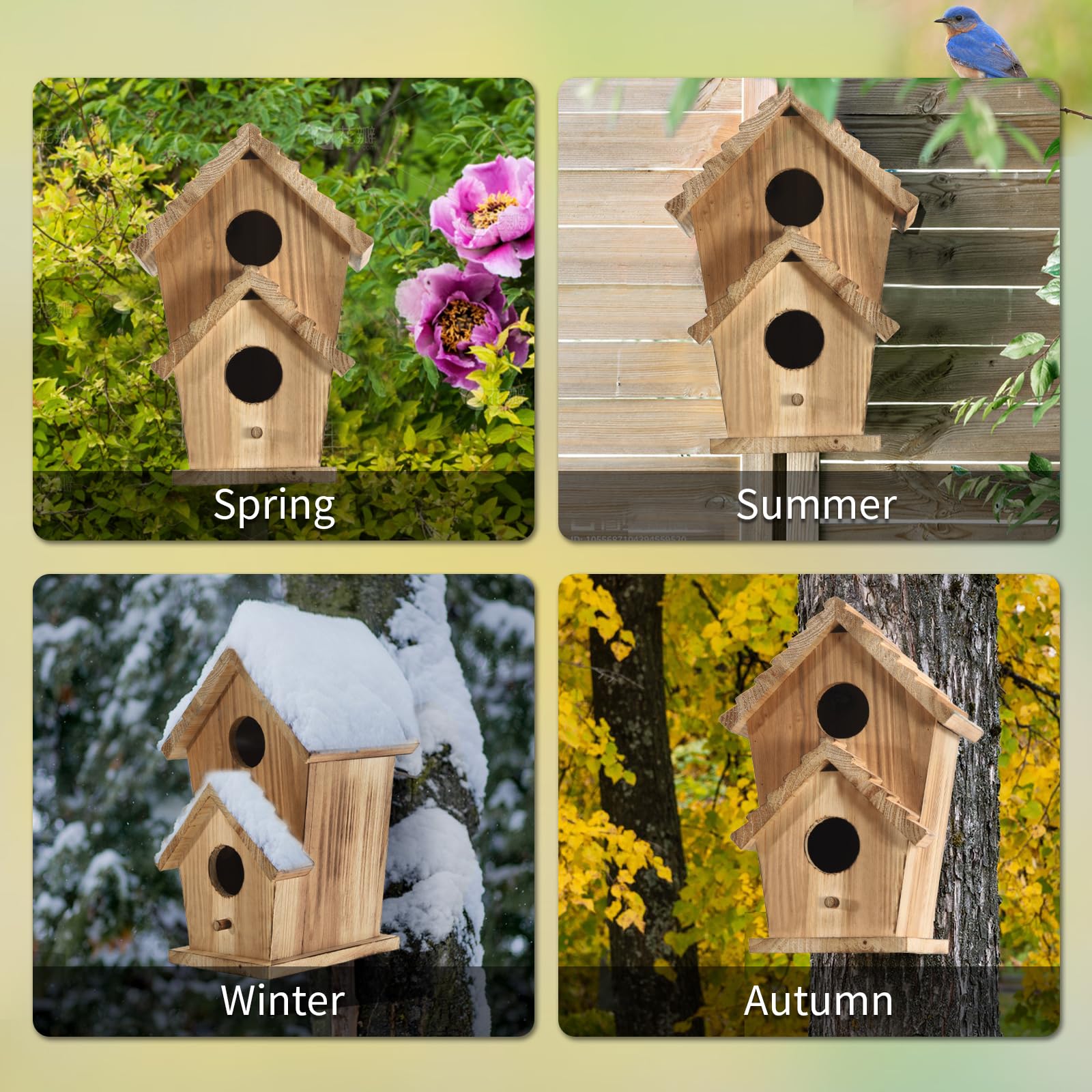 CLACKIBUKVYZ bird house blends with garden decor while welcoming feathered visitors.