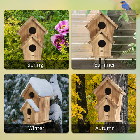 CLACKIBUKVYZ bird house blends with garden decor while welcoming feathered visitors.
