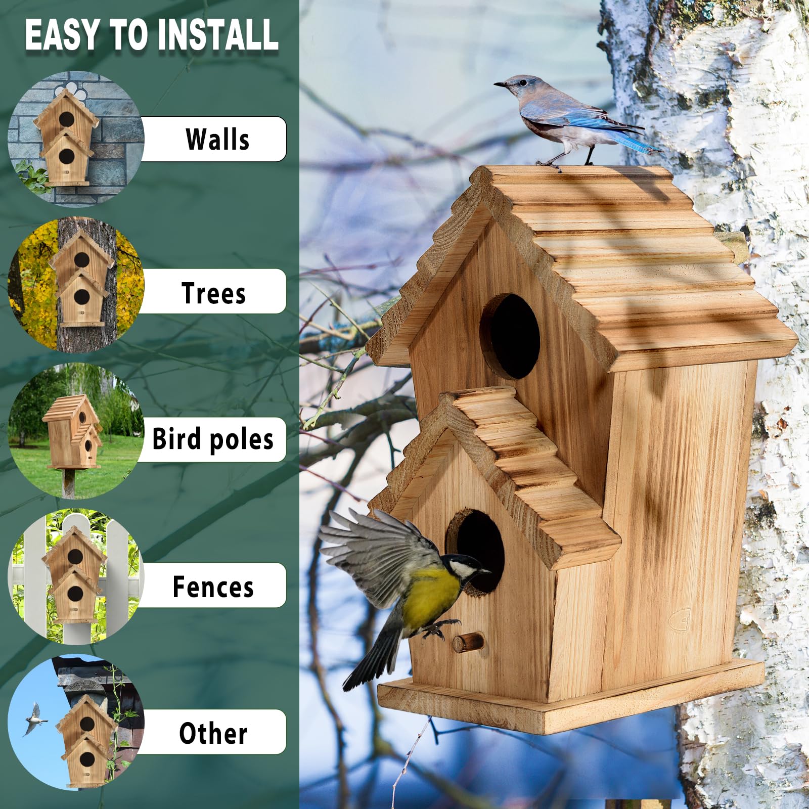 CLACKIBUKVYZ hanging nest box doubles as a charming garden accent.