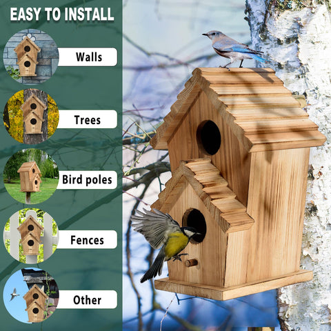 CLACKIBUKVYZ hanging nest box doubles as a charming garden accent.