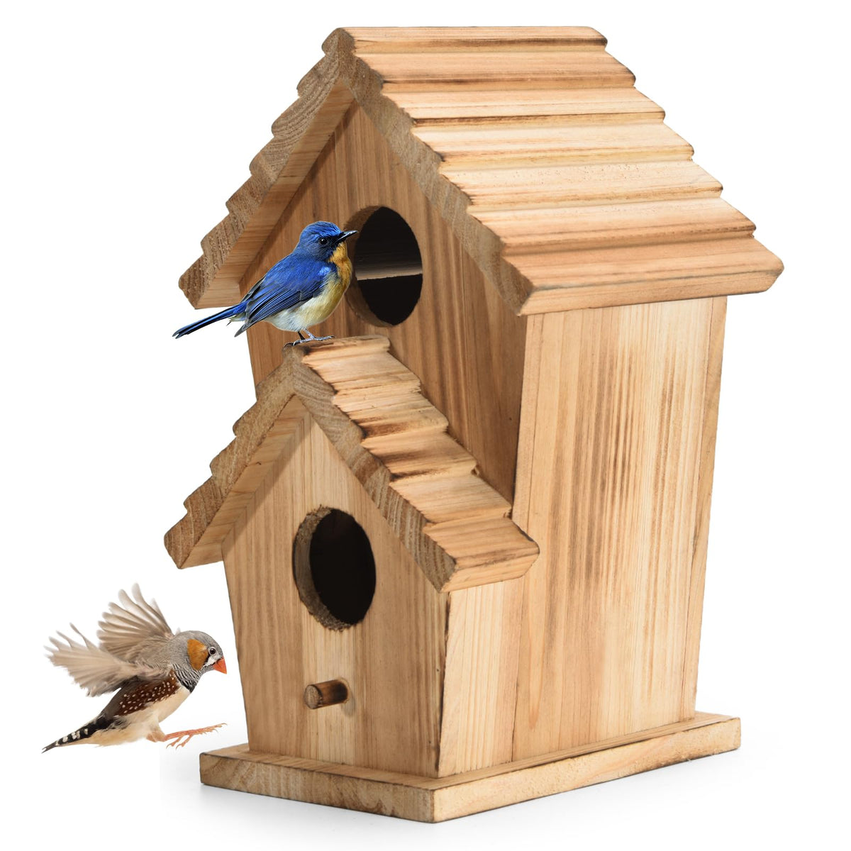 CLACKIBUKVYZ outdoor two-hole bird house for two families.