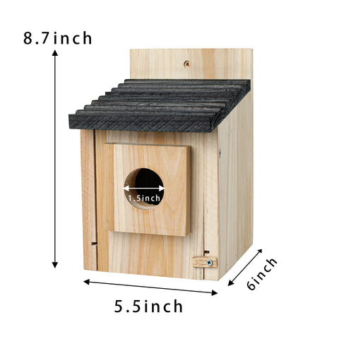 CLACKIBUKVYZ predator-guarded entry supports secure nesting in the box.