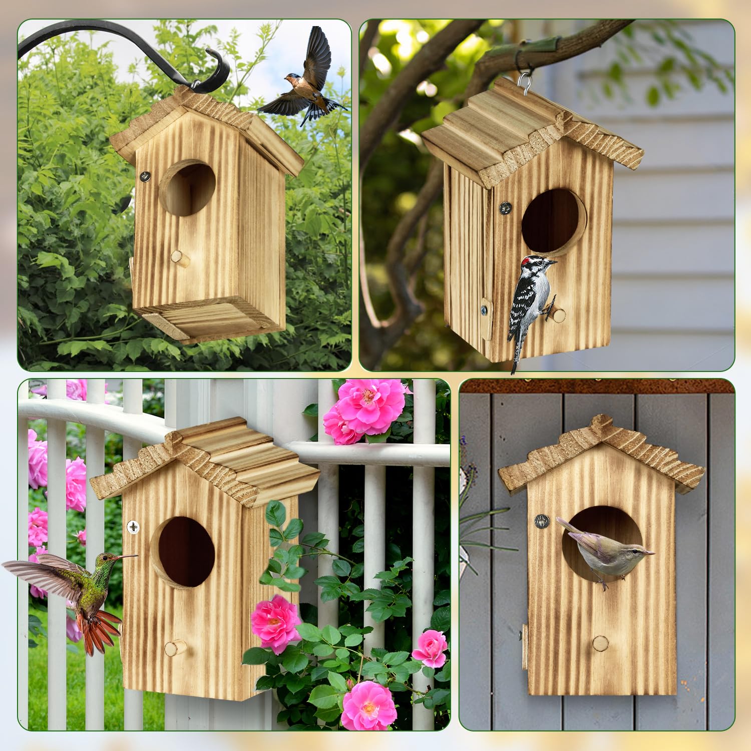 CLACKIBUKVYZ hummingbird house integrated hanging design ready to install