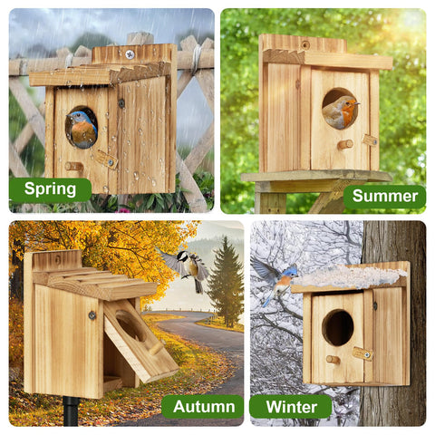 CLACKIBUKVYZ no-assembly-bird-box installs instantly for ready garden nesting