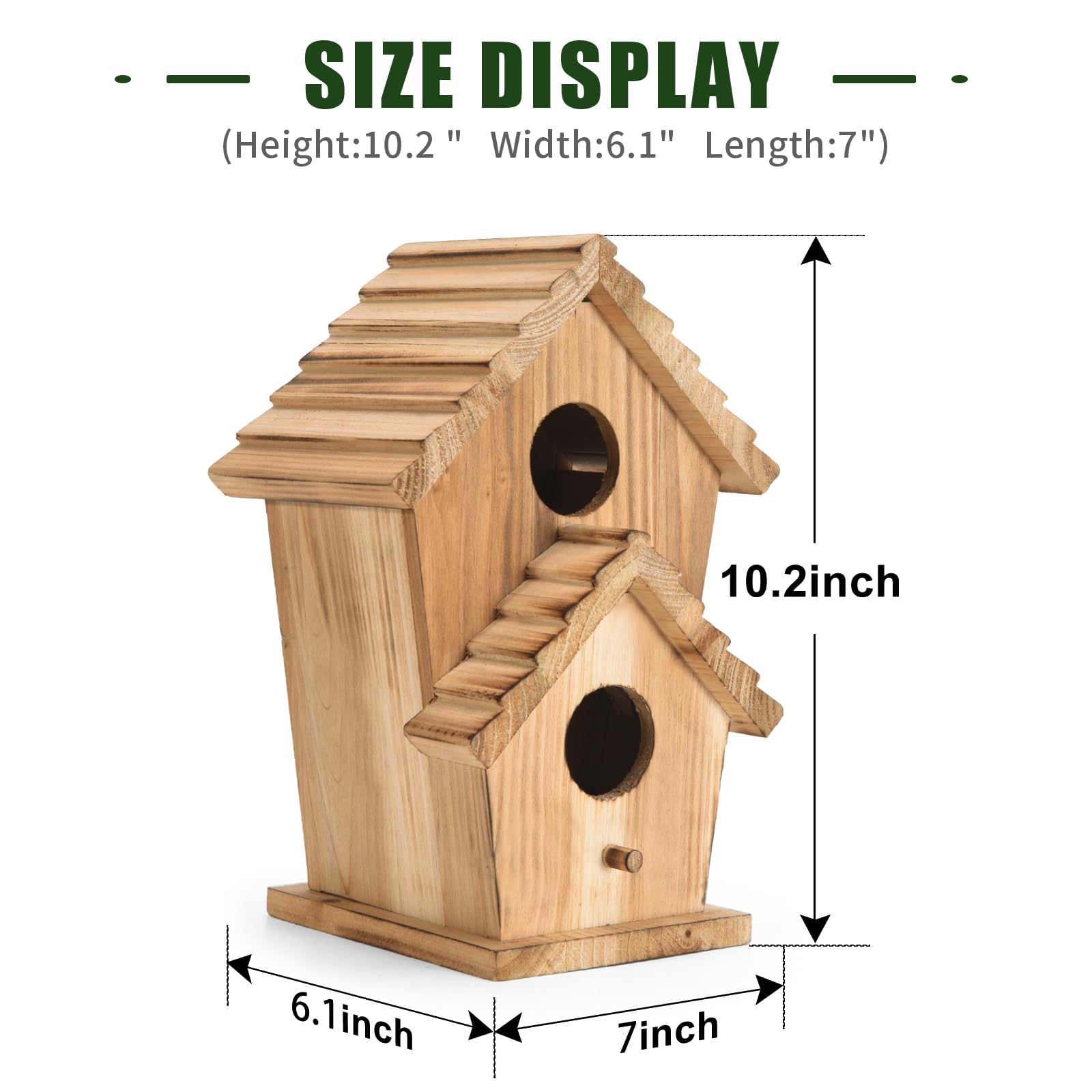 CLACKIBUKVYZ two-hole bird house invites bluebirds and finches.