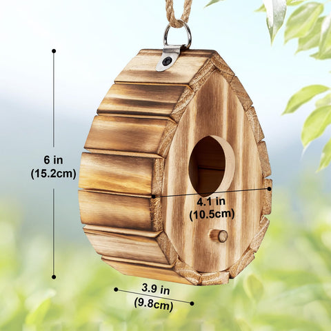 CLACKIBUKVYZ wooden birdhouse hanging for easy garden installation.