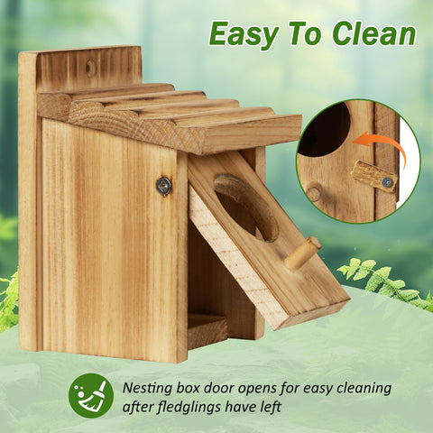 CLACKIBUKVYZ wooden-birdhouse-wind-moisture resists the weather while blending with the garden