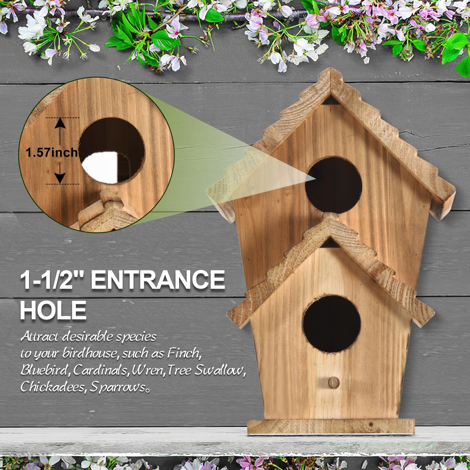 CLACKIBUKVYZ wooden nesting box designed for windproof, moisture-resistant outdoor use.