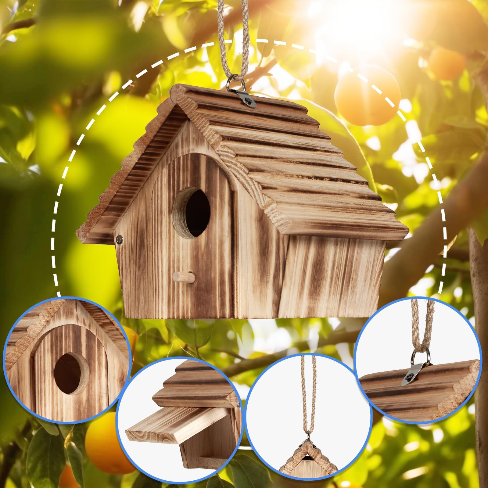 CLACKIBUKVYZ wooden nesting box, wind and moisture resistant shelter for small birds