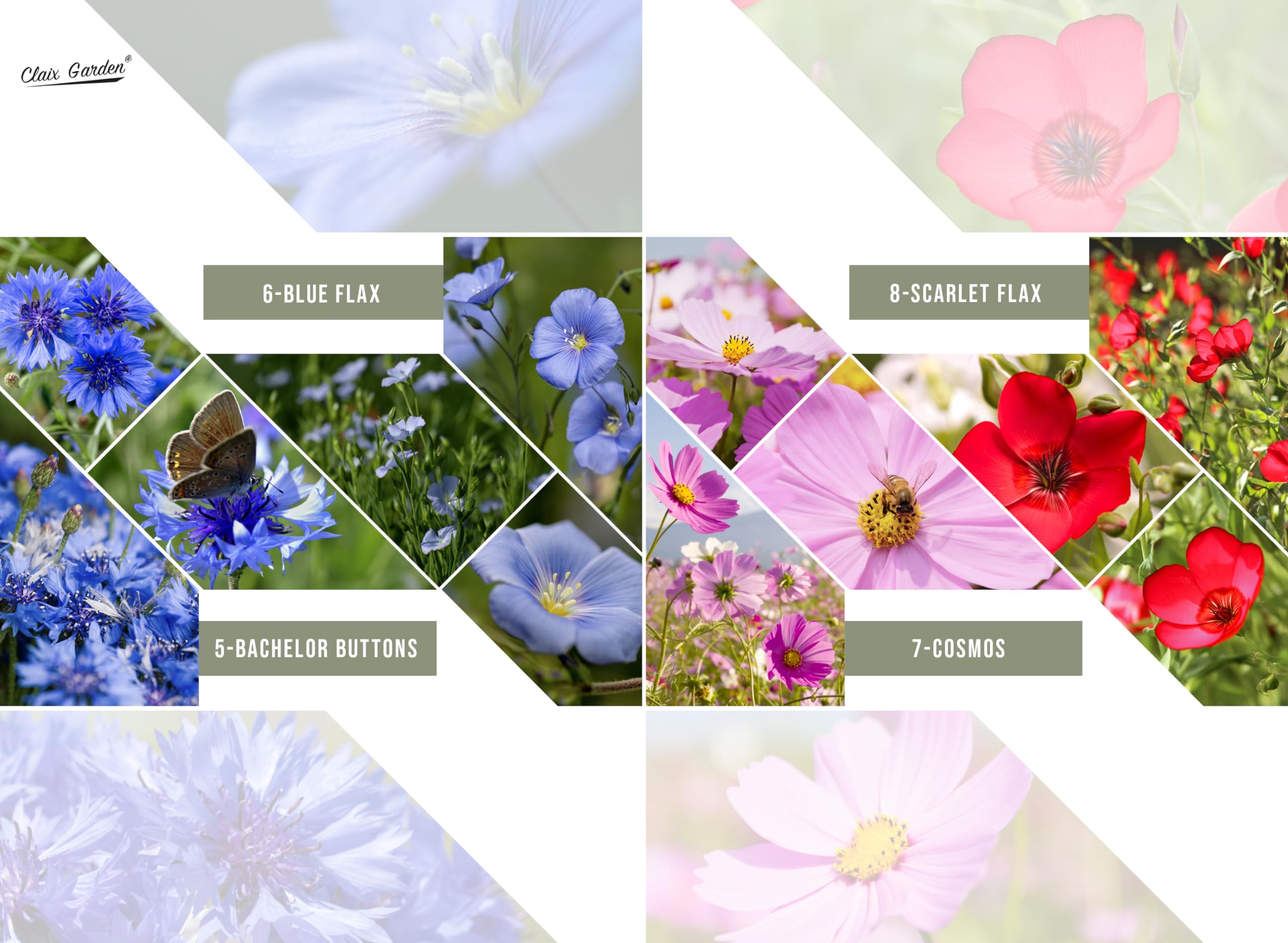 Claix Garden California Wildflower Mix includes 17 varieties for diverse texture.