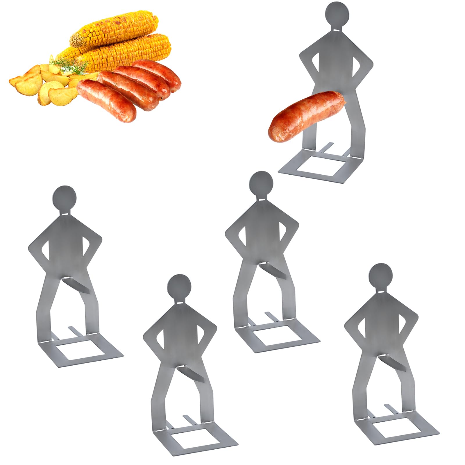 Clapery funny BBQ stand man hot dog holder for hands-free grilling at gatherings.