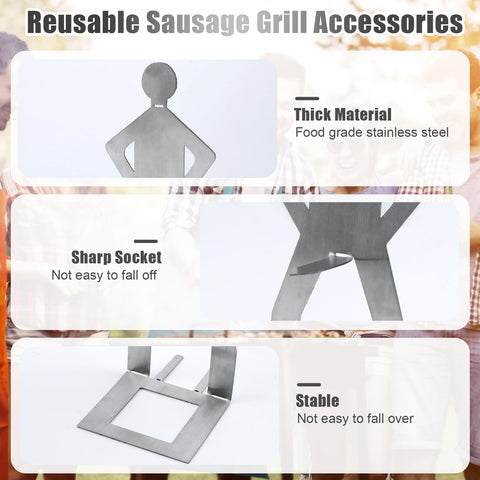 Clapery hands-free cooking hot dog holder keeps sausages evenly positioned on the grill.