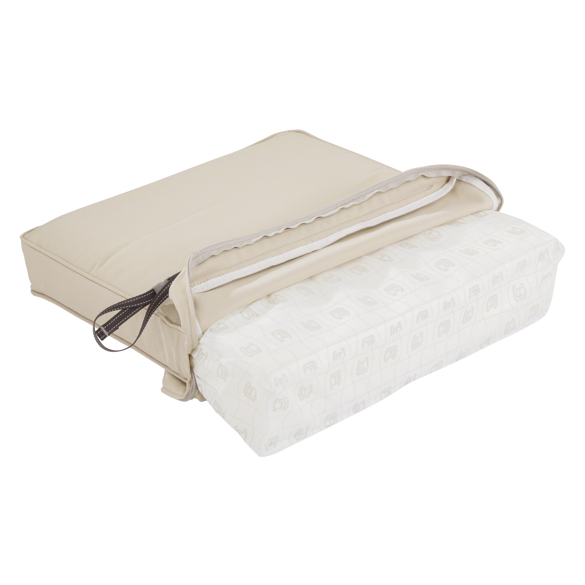 Montlake cushion double-stitched seams and piping for durability