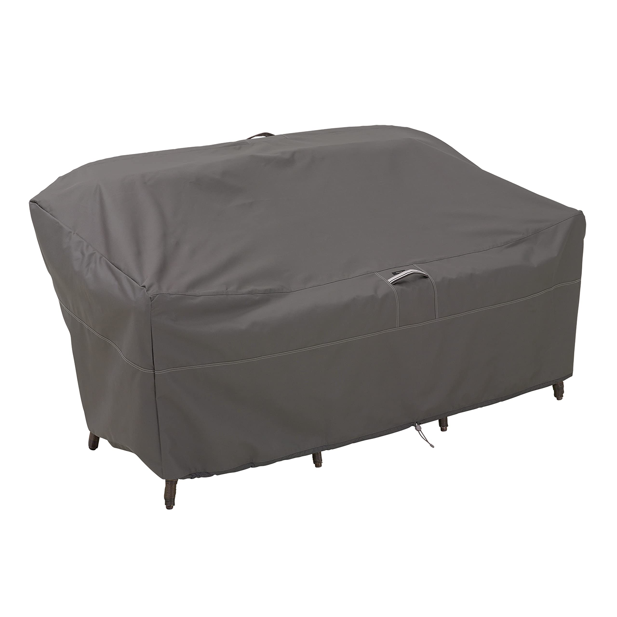 Classic Accessories Ravenna cover on a 76-inch sofa protects furniture from rain and sun.