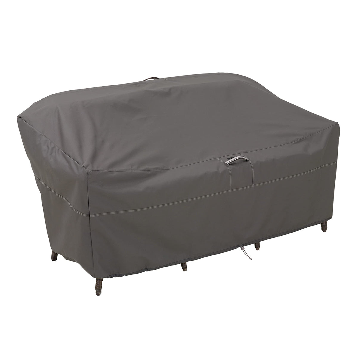 Classic Accessories Ravenna cover on a 76-inch sofa protects furniture from rain and sun.