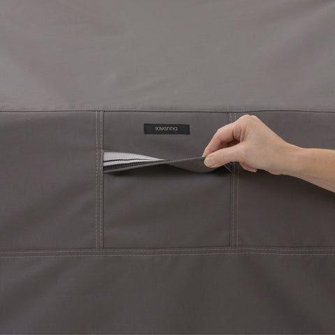 Closeup of Ravenna fabric showing durability and weather resistance for outdoor use