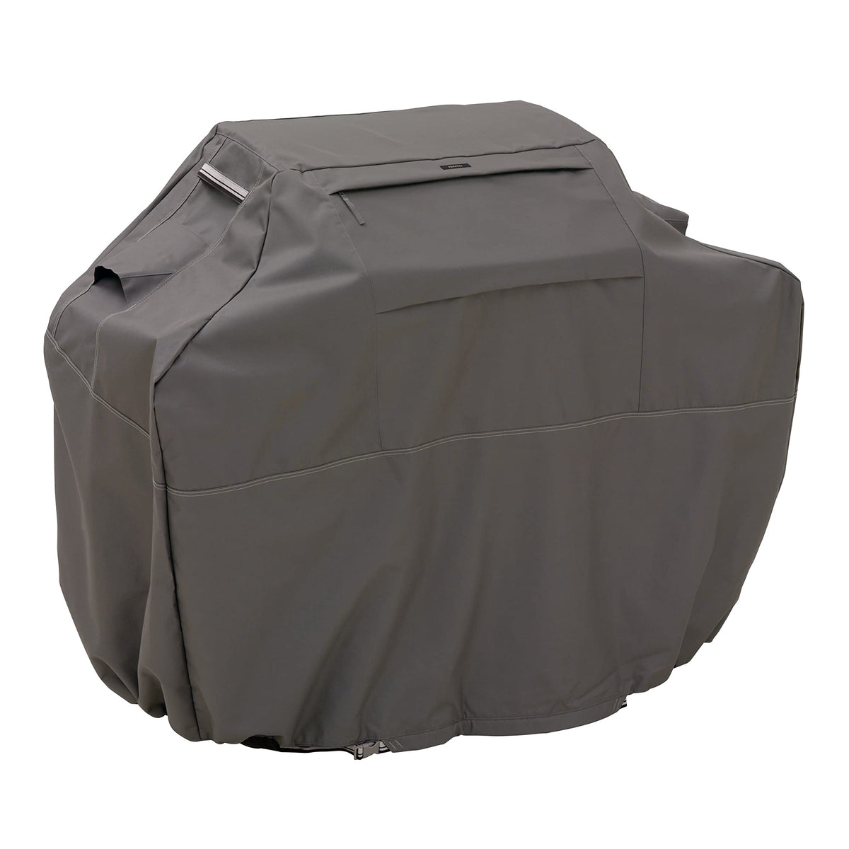 Classic Accessories Ravenna water-resistant backing protects grills outdoors.