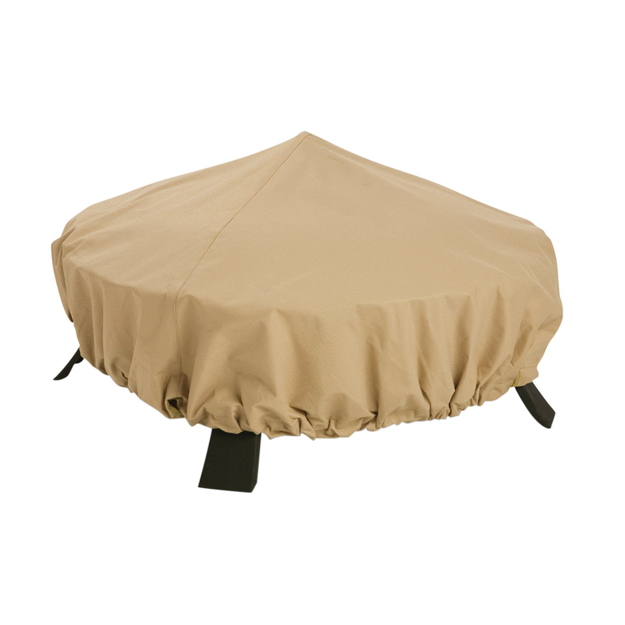 Classic Accessories Terrazzo fire pit cover 44-inch diameter shields against rain and sun.