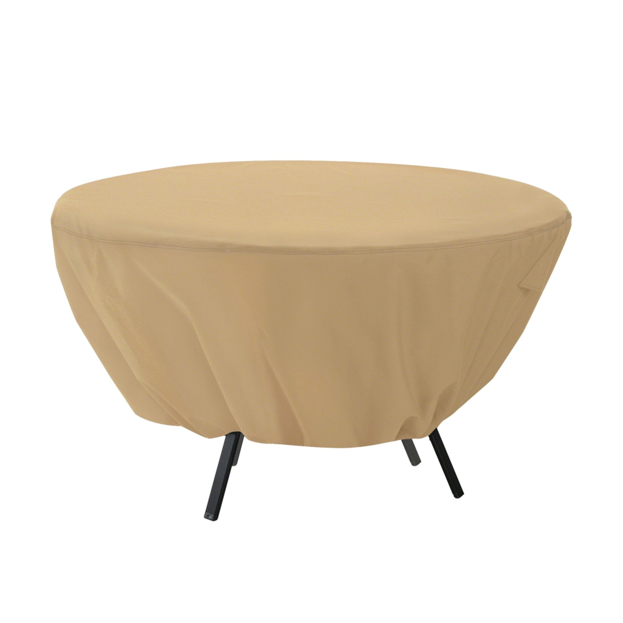 Classic Accessories Terrazzo round table cover protecting a 50-inch table