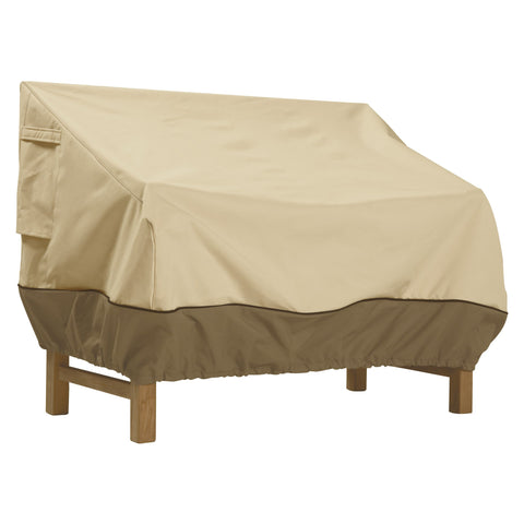 Classic Accessories Veranda 76-Inch Sofa Cover on sofa for all-weather protection