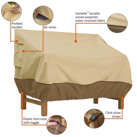 Classic Accessories Veranda bench cover fabric detail highlighting Gardelle fabric texture.