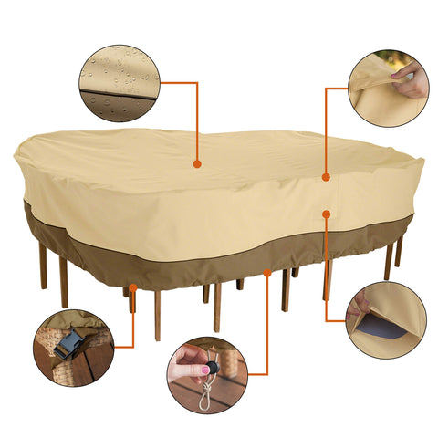 Classic Accessories Veranda cover protects six chairs with a secure fit.