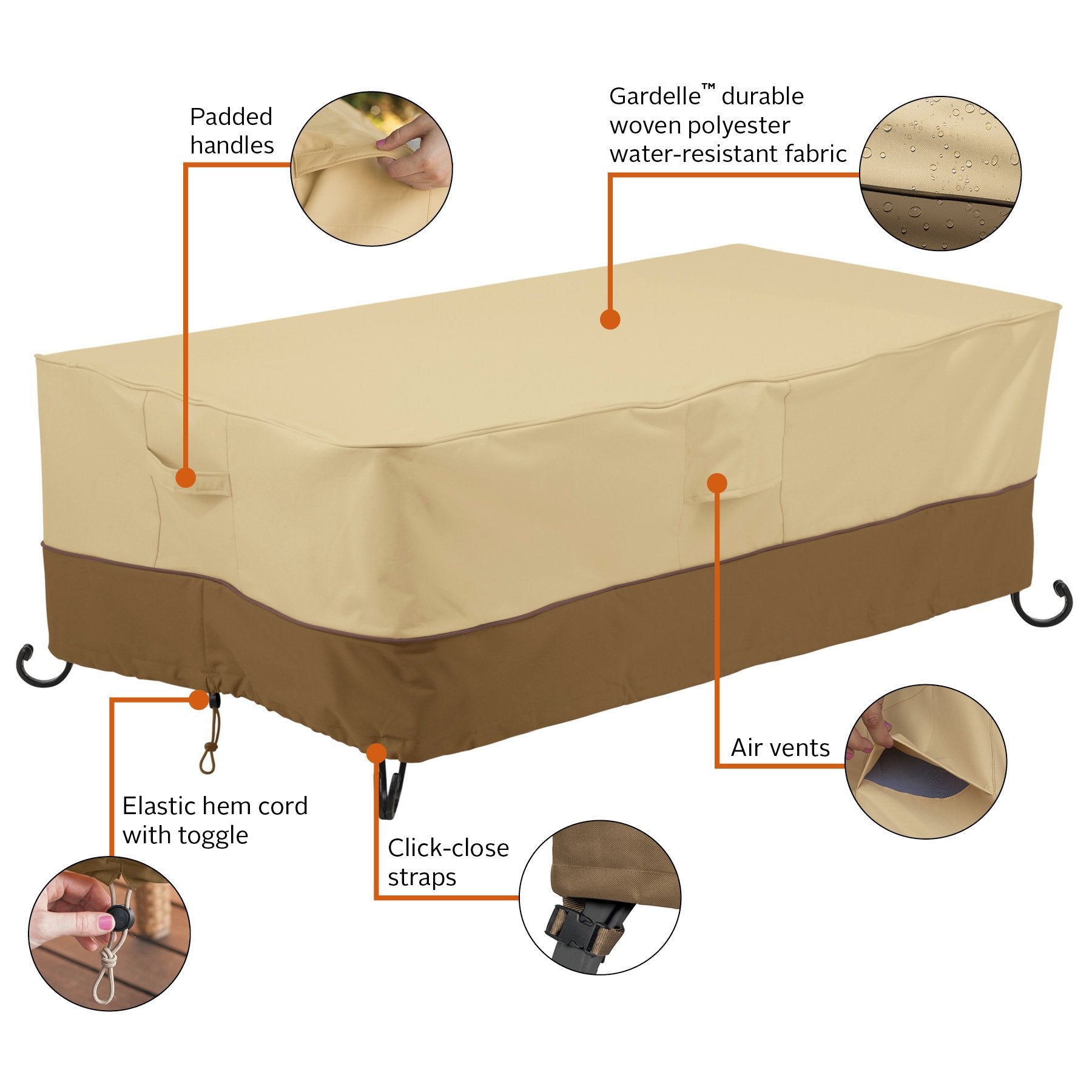 Veranda air vents reduce condensation and wind lofting under the cover.