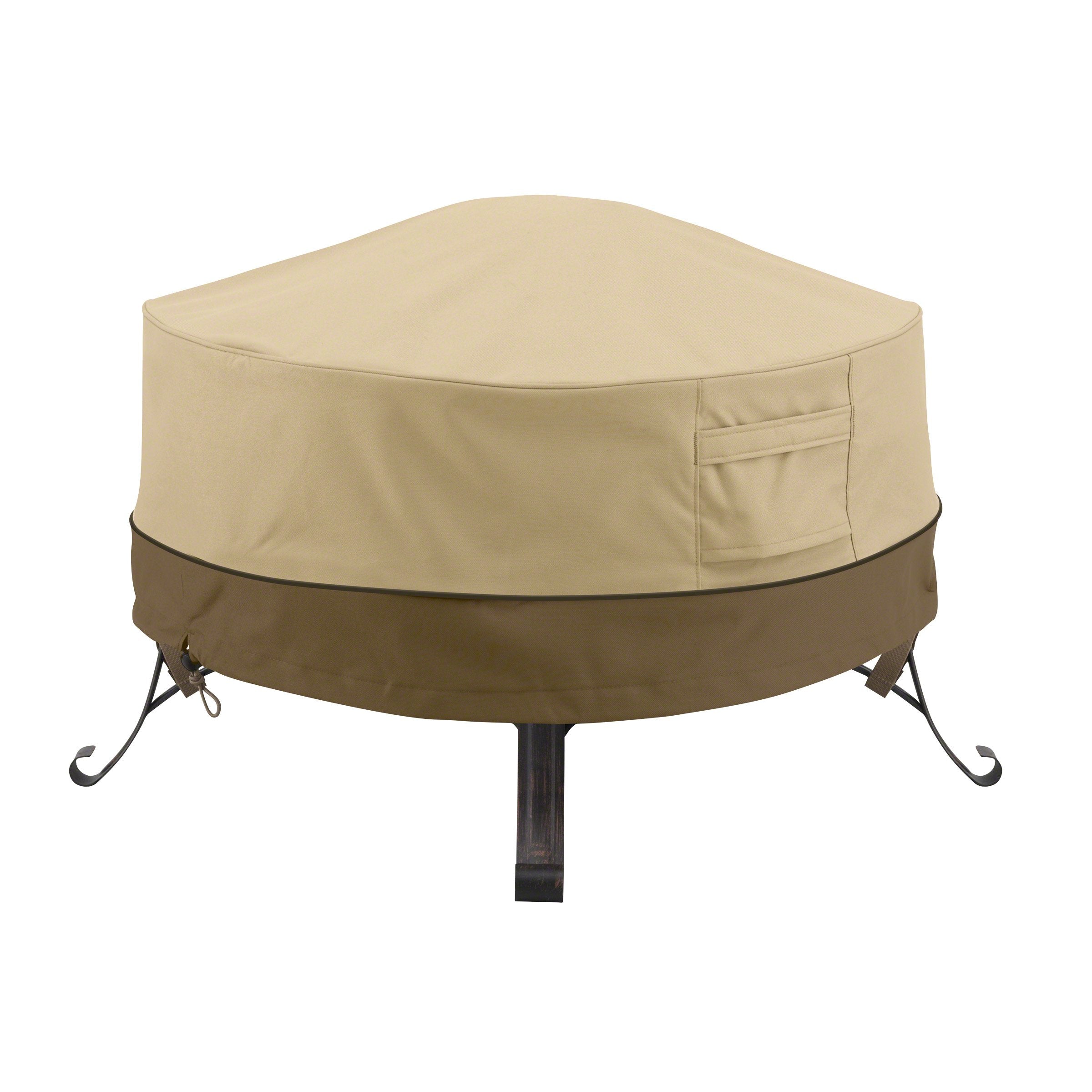 Classic Accessories Veranda fire pit cover fits a 30-inch round pit for weather protection