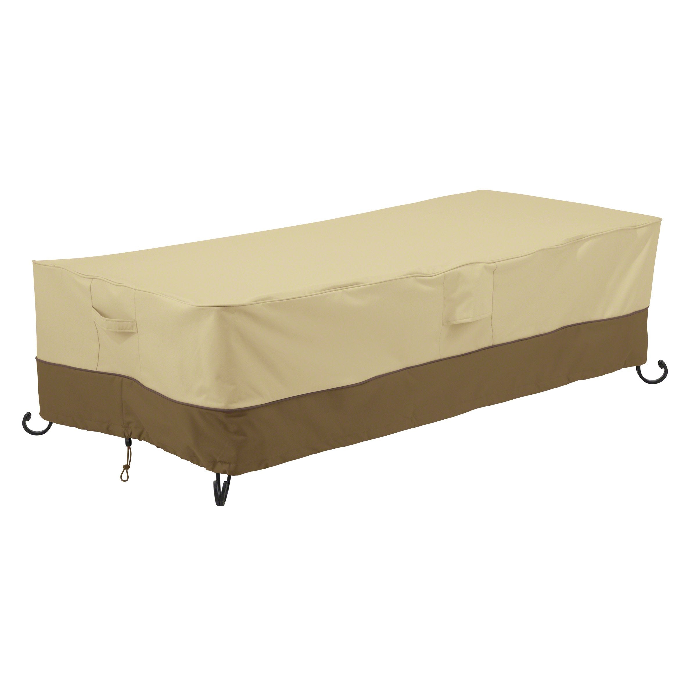 Classic Accessories Veranda fire pit cover front view protects from rain and sun.