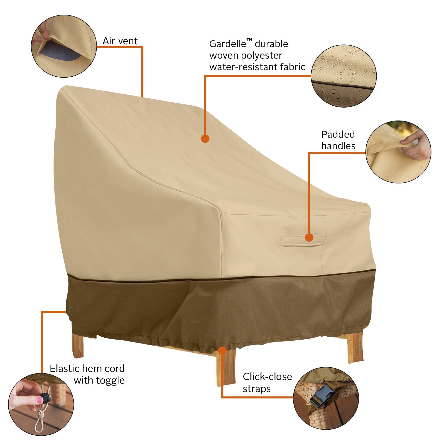 Classic Accessories Veranda Gardelle-fabric-top resists weather while maintaining a refined look.