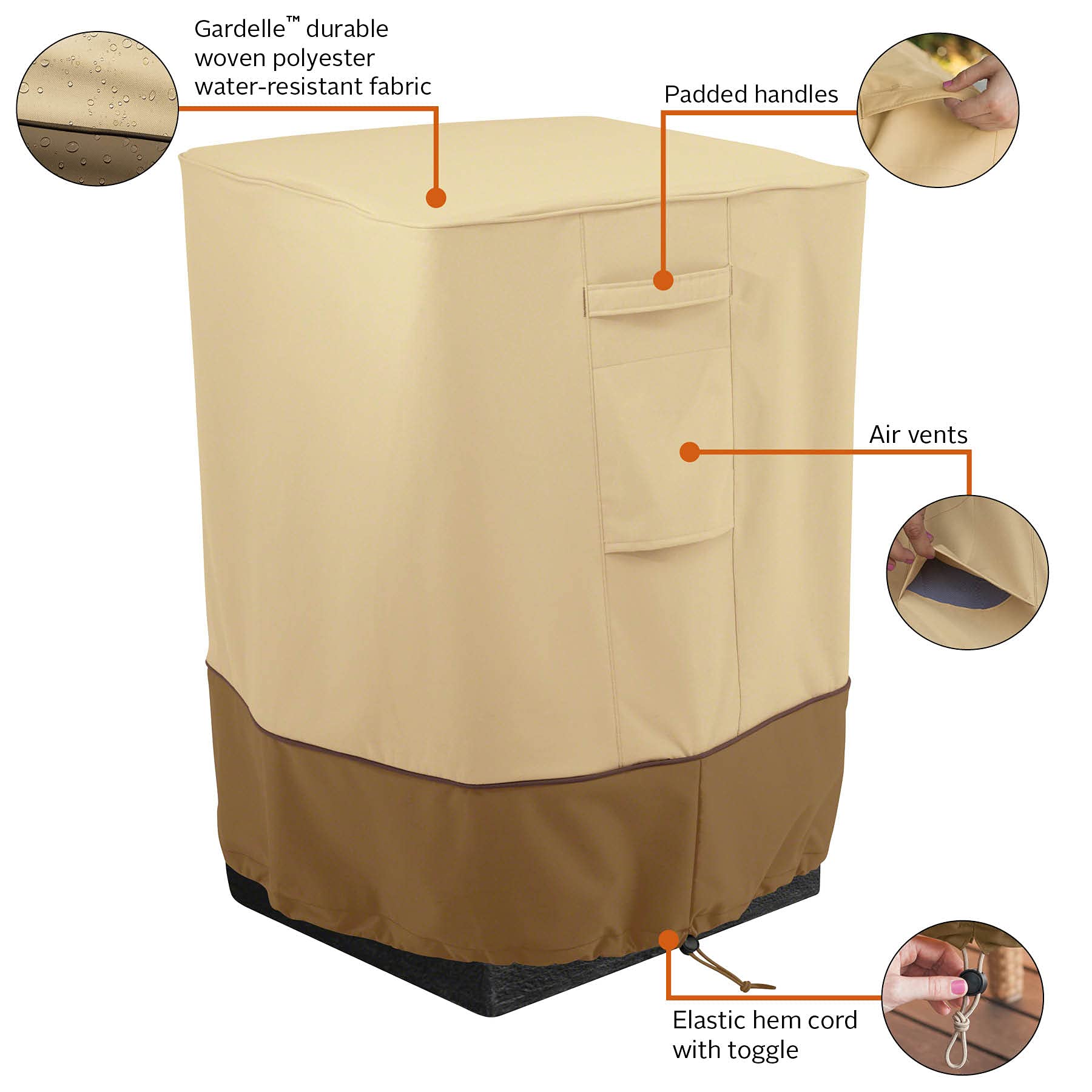 Classic Accessories Veranda padded-handles aid easy fitting and removal.
