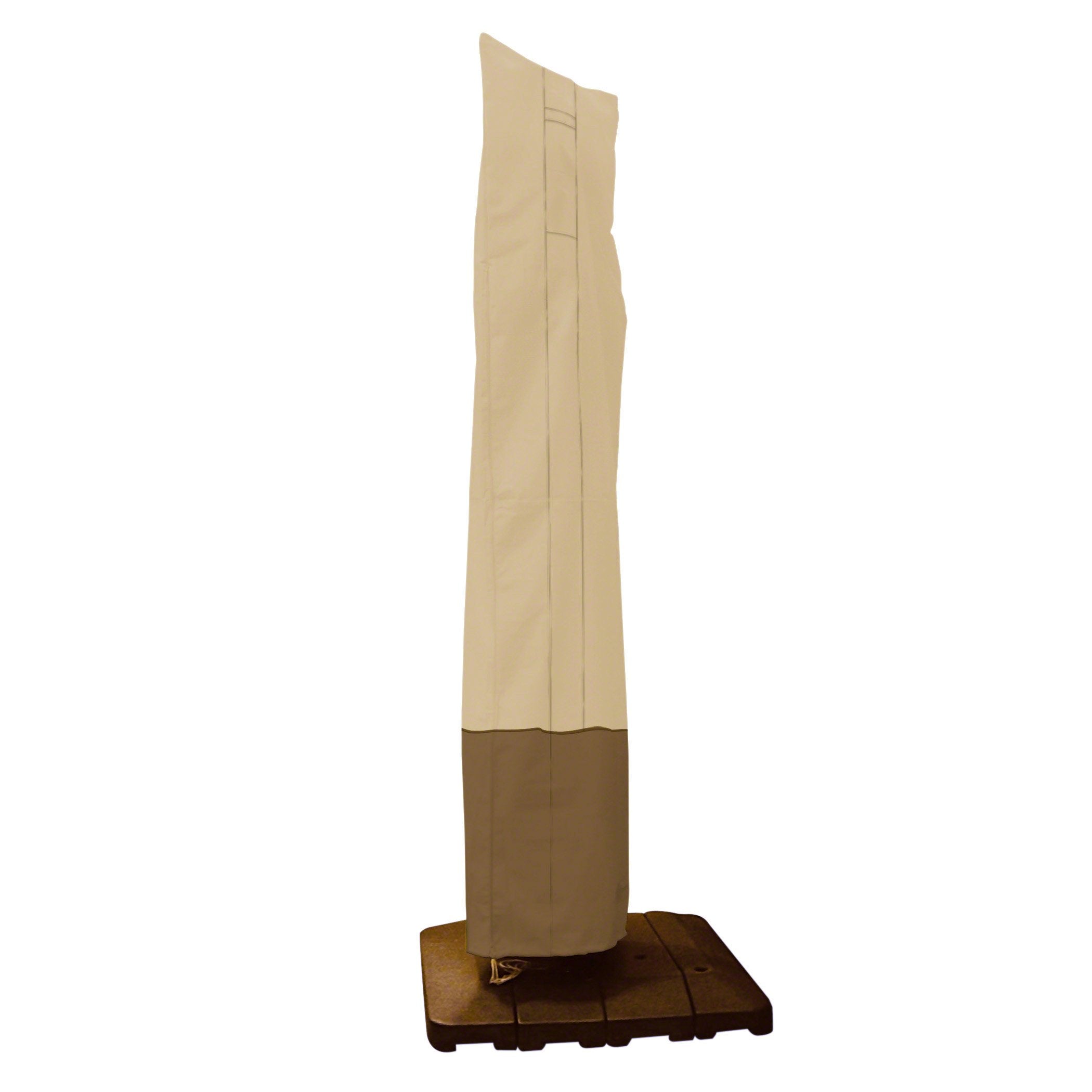 Classic Accessories Veranda umbrella cover on 13-foot offset protects furniture from the elements