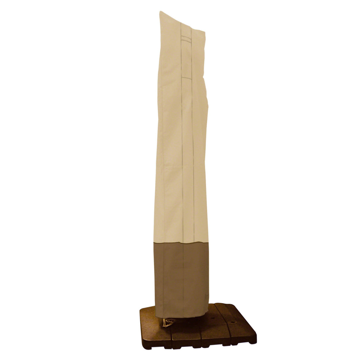 Classic Accessories Veranda umbrella cover on 13-foot offset protects furniture from the elements
