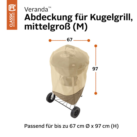Classic Accessories Veranda kettle grill cover back view showcasing durable fabric.