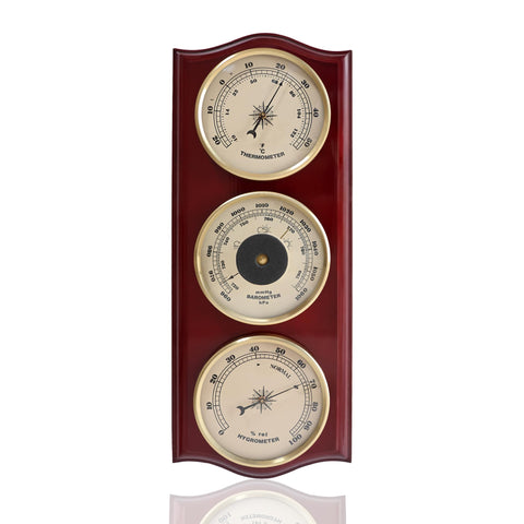 Classic Analog Weather Station hygrometer dial helps monitor humidity levels.