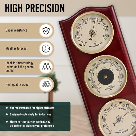Classic Analog Weather Station thermometer scale shows accurate temperature.