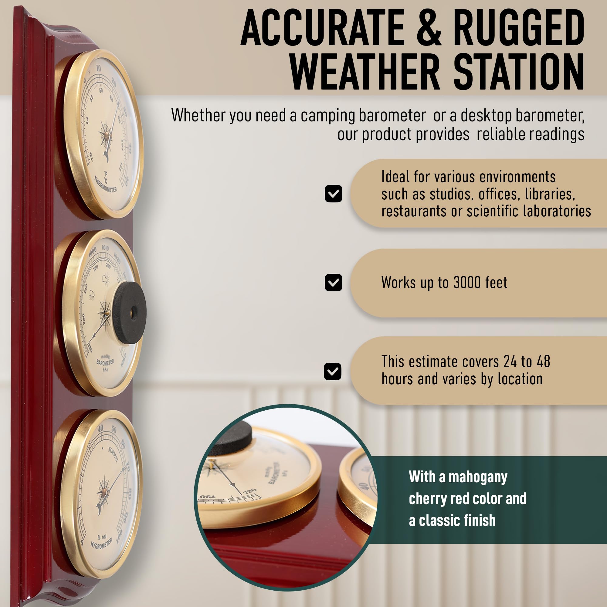 Classic Analog Weather Station wall mount saves space and style.