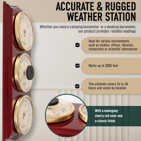 Classic Analog Weather Station wall mount saves space and style.