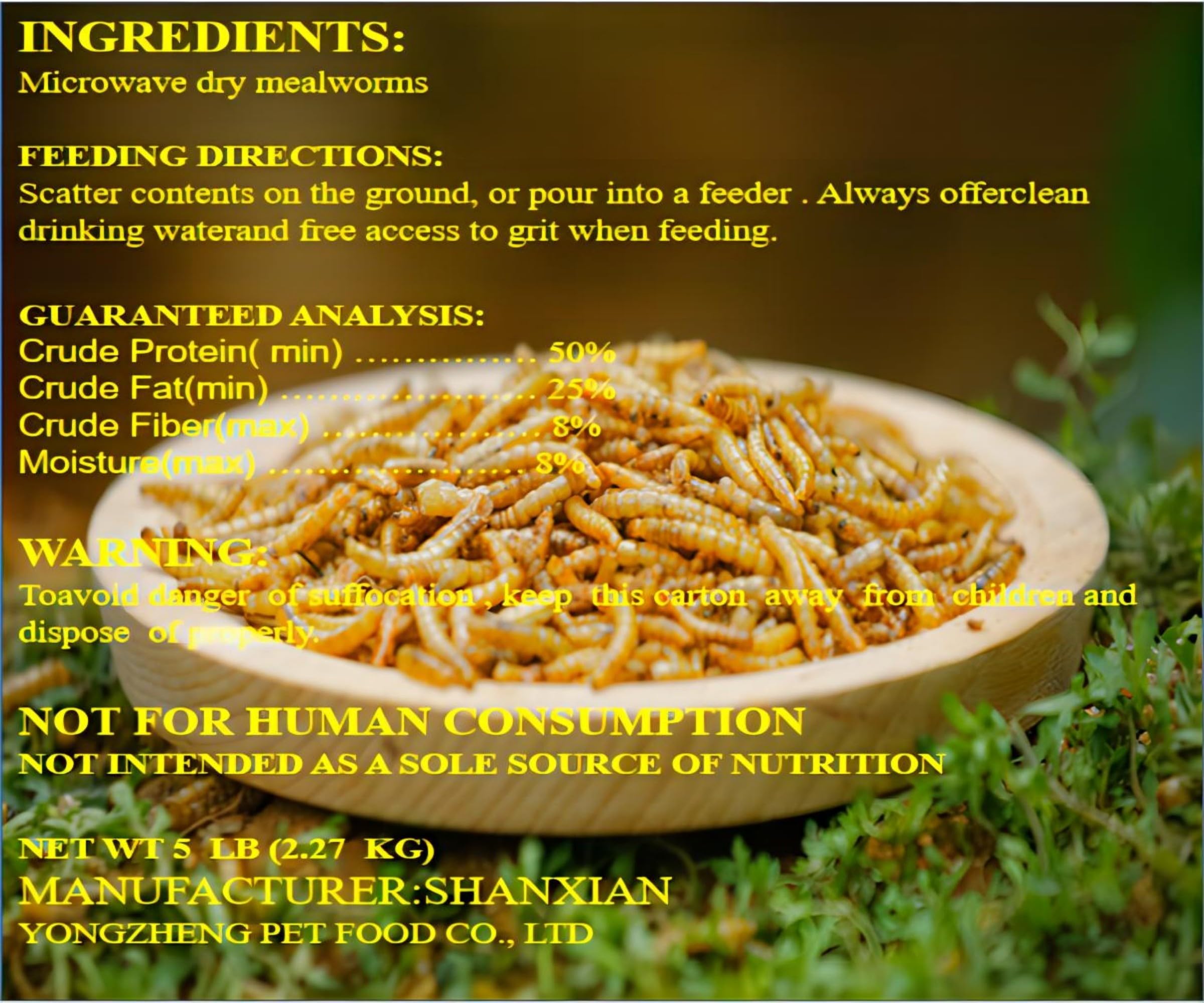 Close-up of Classic Flock dried mealworms showing texture and quality.